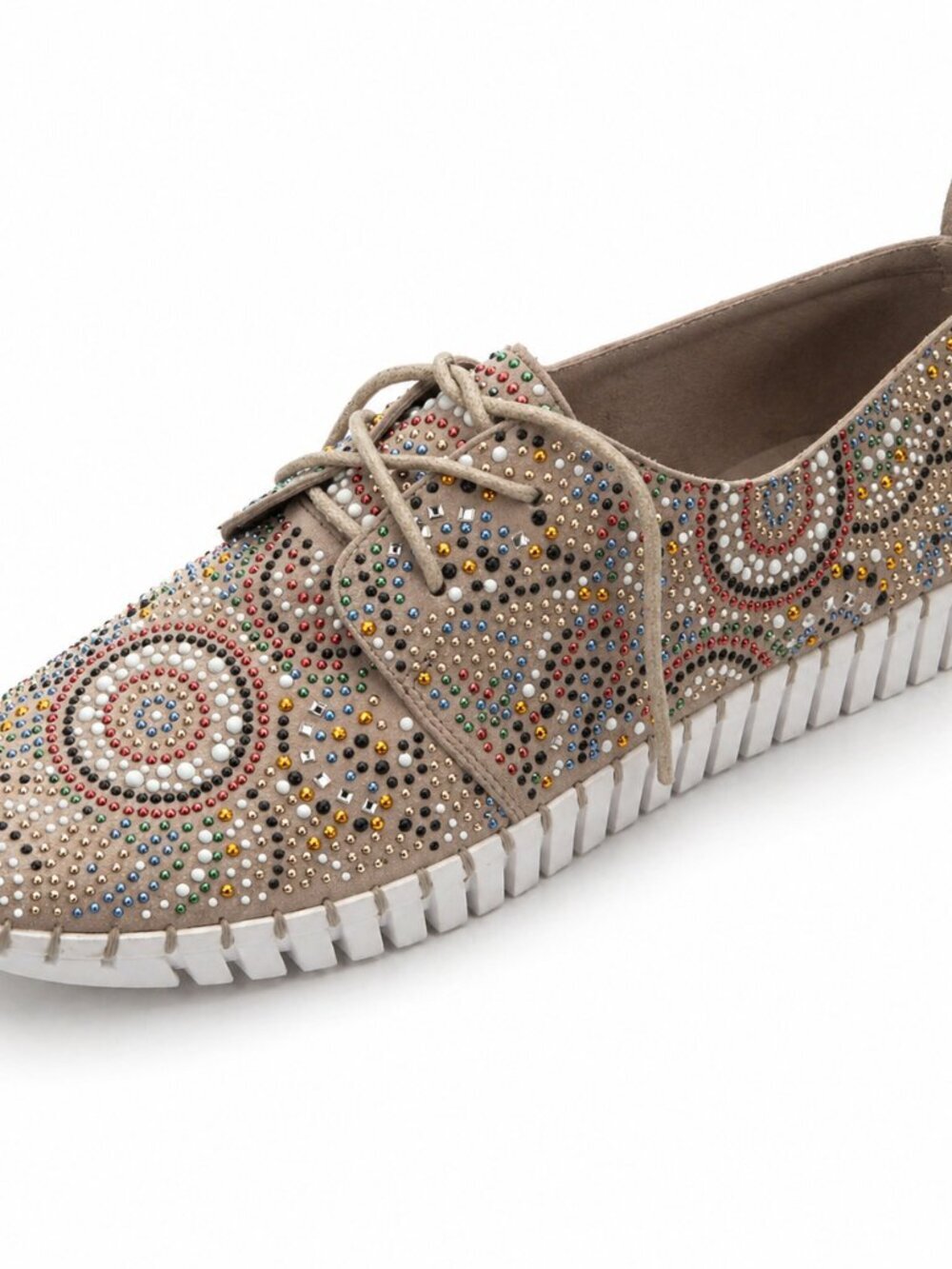Django & Juliette Hazina Rhinestone Sneakers Latte Suede EU 41